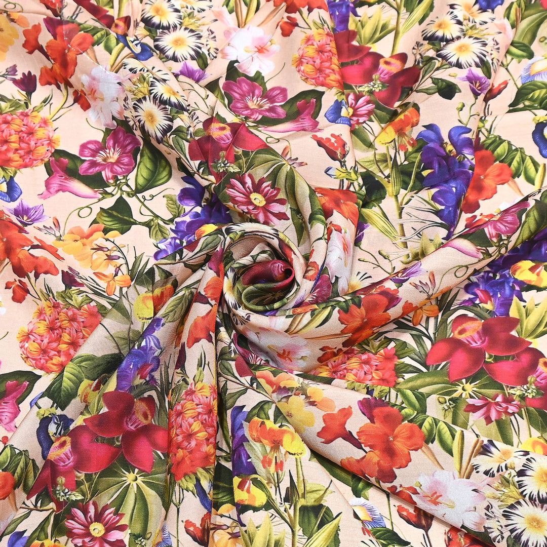 Premium Multicolor Muslin Digital Print Fabric - 000844-5