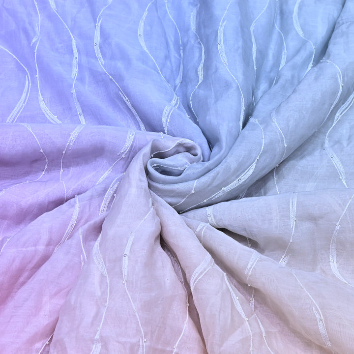 4D Shaded Mul Chanderi Embroidery Fabric - Designer Chanderi Fabrics-GP4036A-3