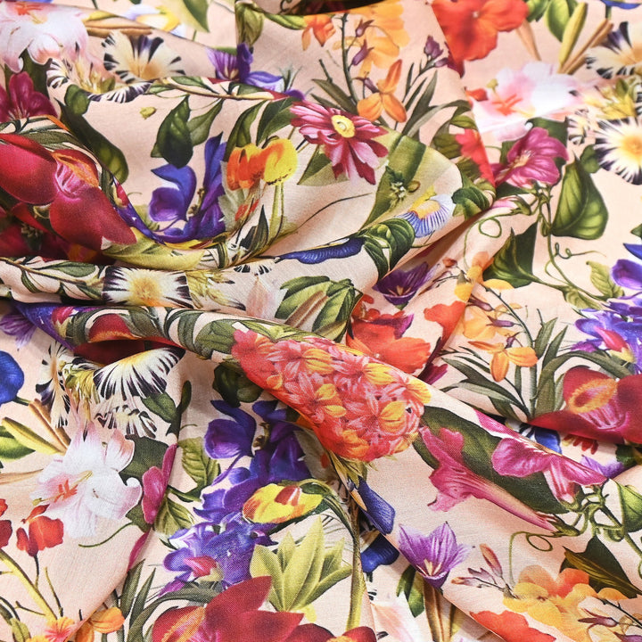 Premium Multicolor Muslin Digital Print Fabric - 000844-5