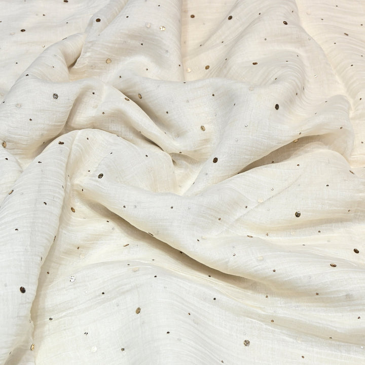 Dyeable 40 GM Silk Chanderi Handwork Mukaish Fabric