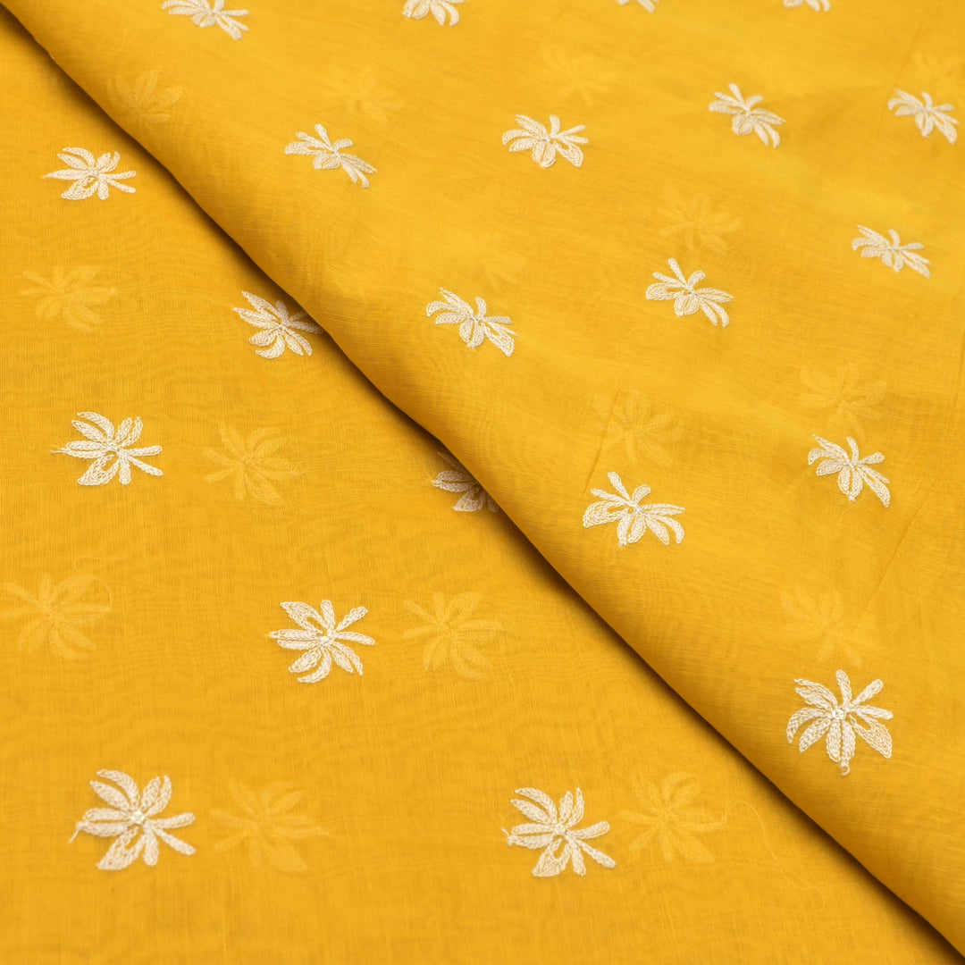 Silk Chanderi Thread Embroidery Fabrics