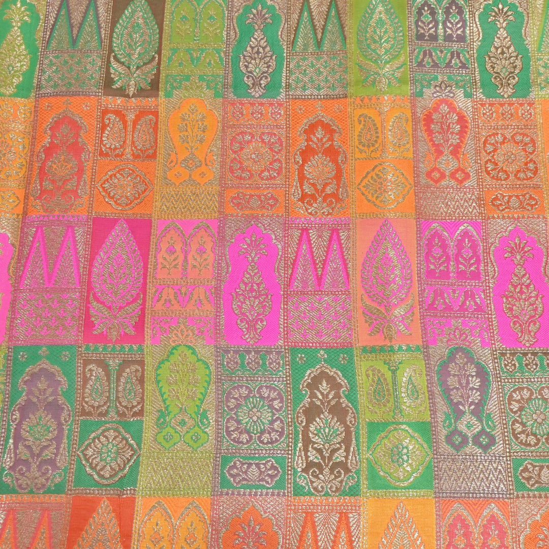 Multi Colour Rangoli Brocade Fabrics