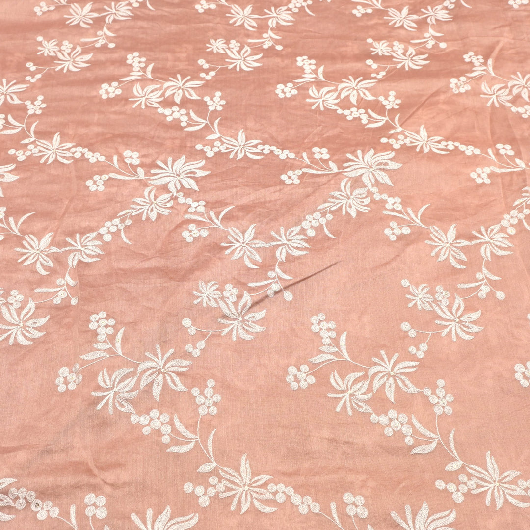 Silk Chanderi Thread Embroidery Fabrics