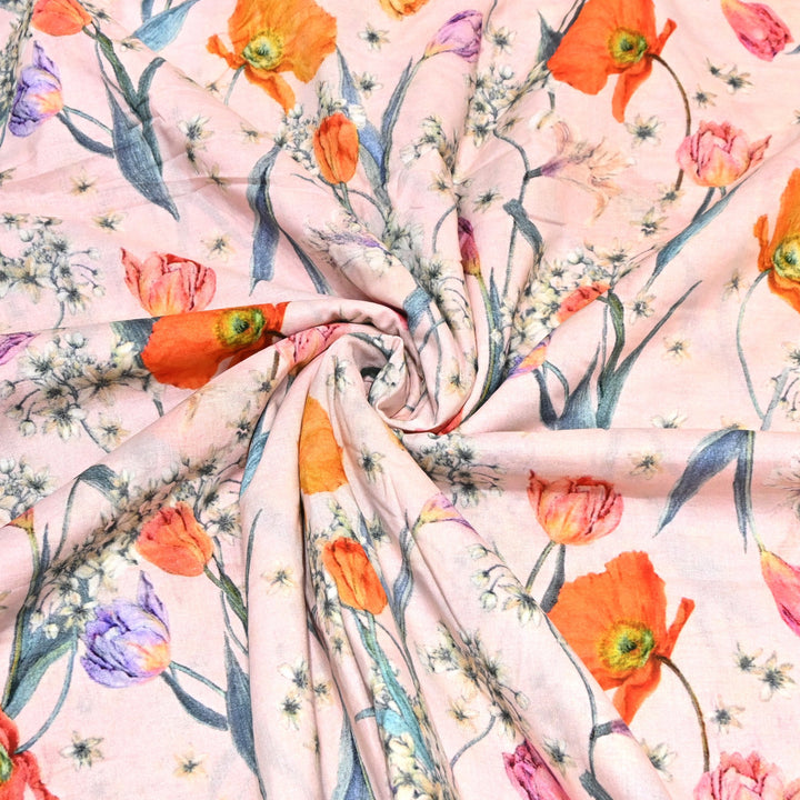Designer Floral Cotton Digital Print Fabric-Soft Breathable Designer Cotton Fabric SNT165-5