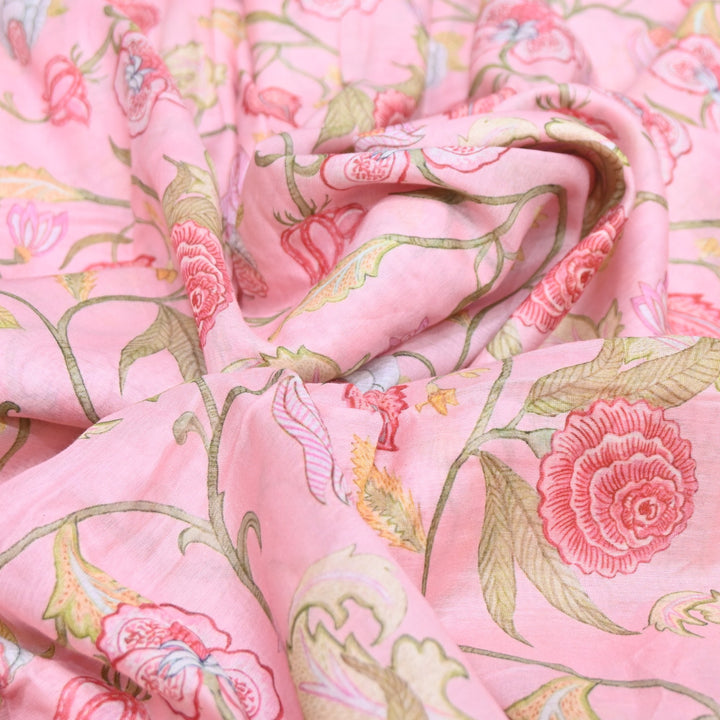 Multi Color Mul Chanderi Digital Print Fabric GT0185-7
