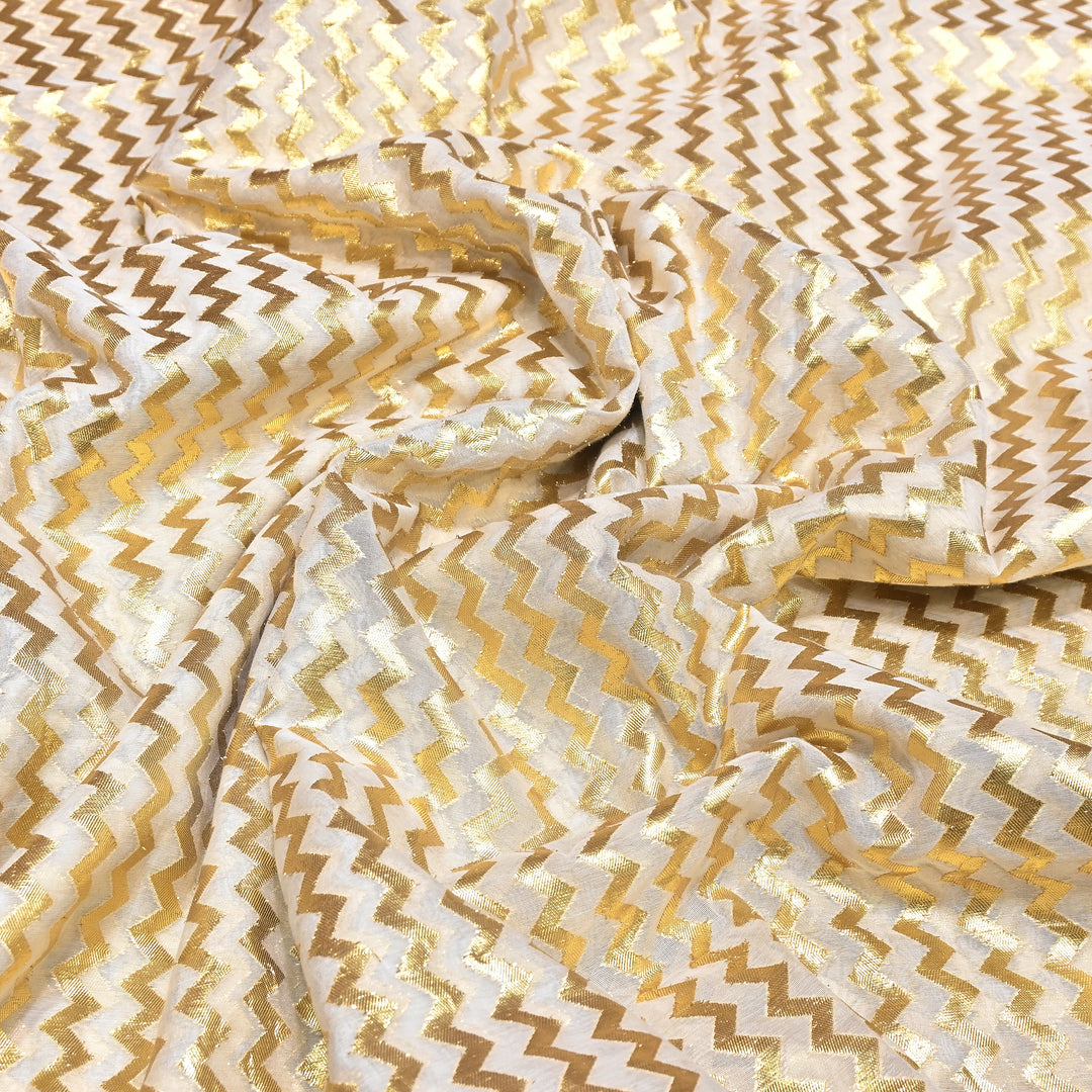 Banarasi Chanderi Gold Zari Fabric 44" – Luxury Ethnic Designer Fabric