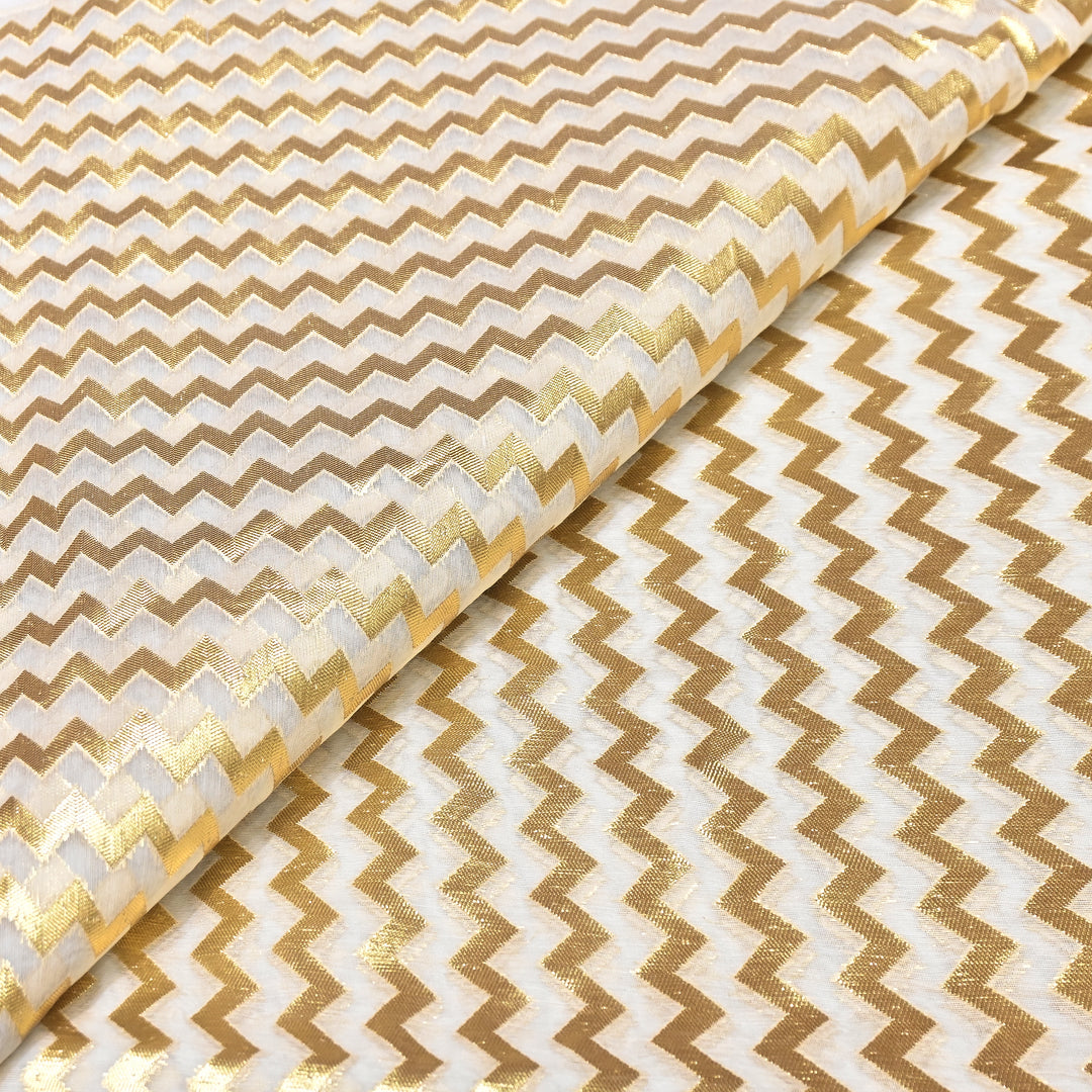 Banarasi Chanderi Gold Zari Fabric 44" – Luxury Ethnic Designer Fabric