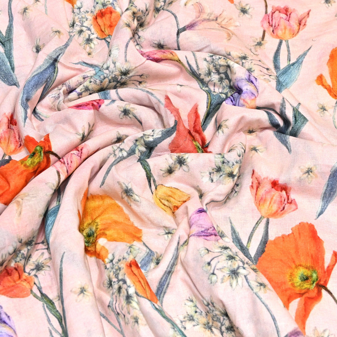 Designer Floral Cotton Digital Print Fabric-Soft Breathable Designer Cotton Fabric SNT165-5