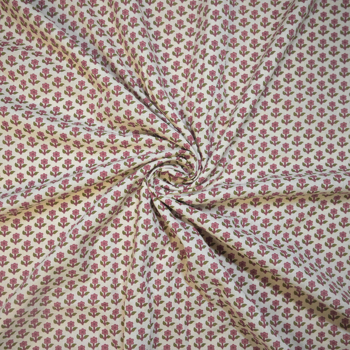 Magenta Mini Floral Buti Printed Cotton Fabric