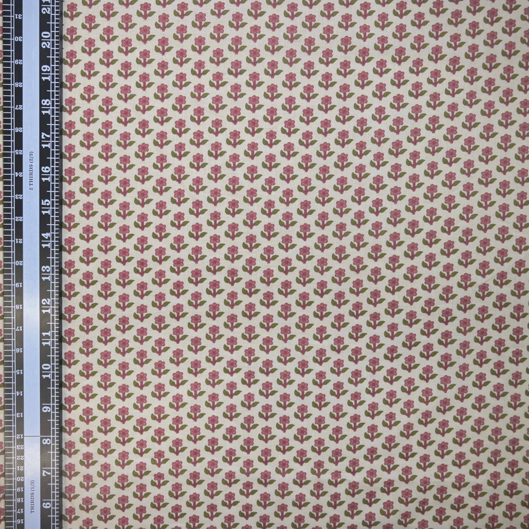 Magenta Mini Floral Buti Printed Cotton Fabric