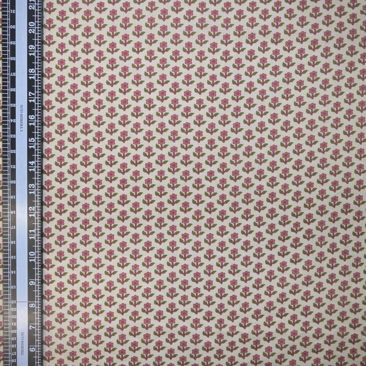 Magenta Mini Floral Buti Printed Cotton Fabric