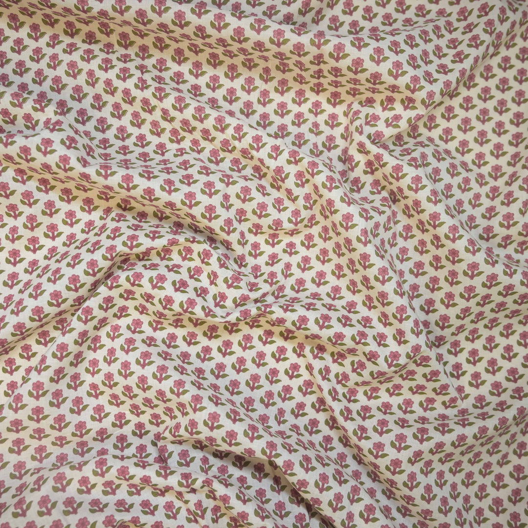 Magenta Mini Floral Buti Printed Cotton Fabric