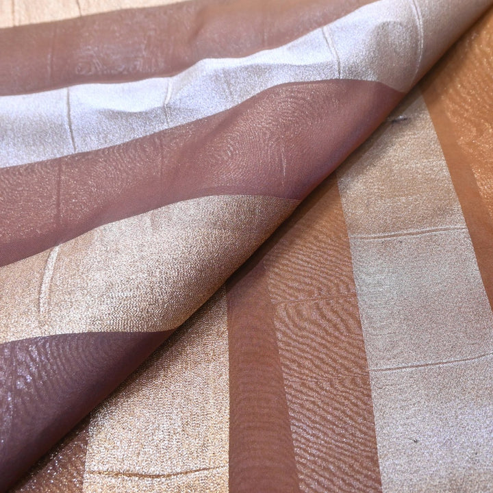 Premium Organza 4D Shade Zari Stripes Designer Fabric-VF0192-3