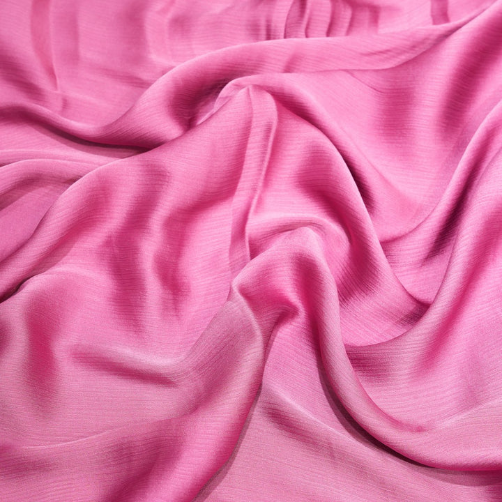 Thulian Pink Colour Satin Chiffon Fabrics