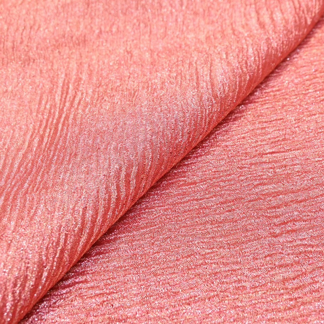 Light Coral Premium Designer Dyed Crush Tissue Fabric with Glossy Finish