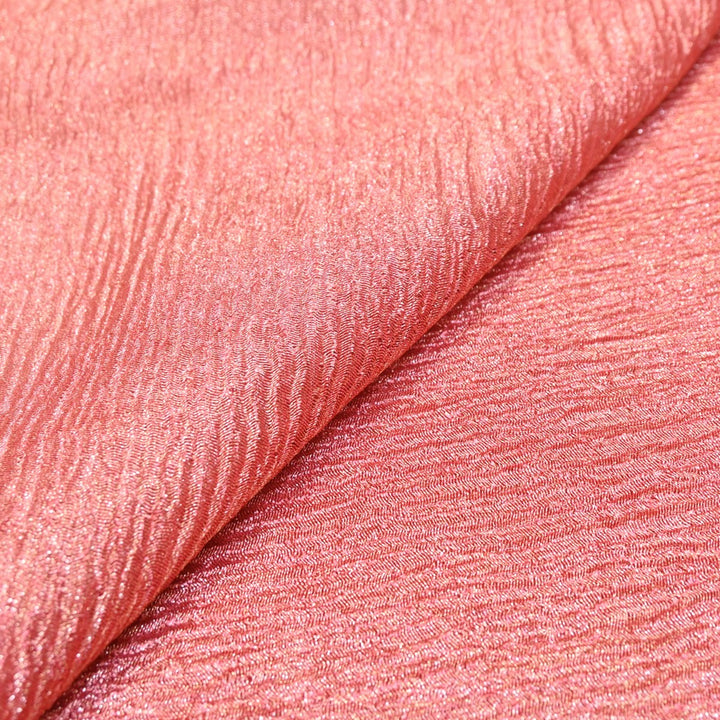 Light Coral Premium Designer Dyed Crush Tissue Fabric with Glossy Finish