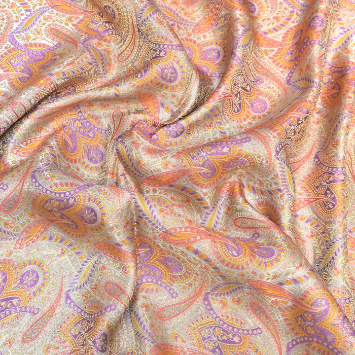 Gajji Satin Position Print Zari Jacquard Fabrics