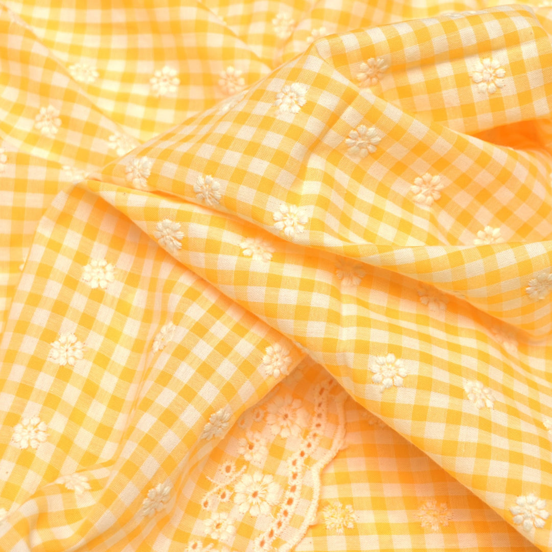 Cotton Checks Chikan Buti Fabrics