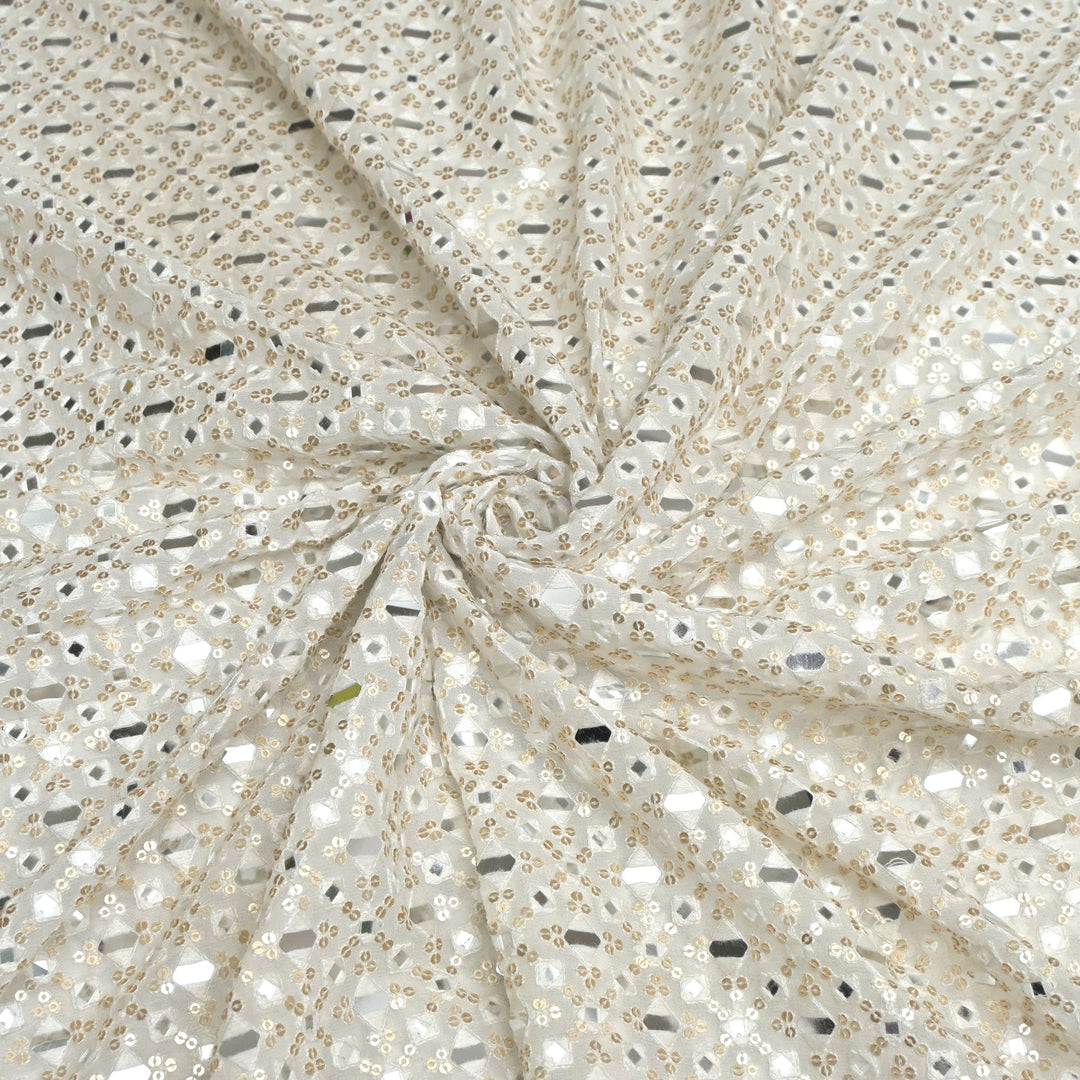Viscose Georgette Mirror Sequins Embroidery Fabrics