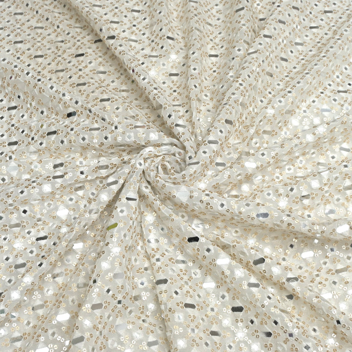 Viscose Georgette Mirror Sequins Embroidery Fabrics