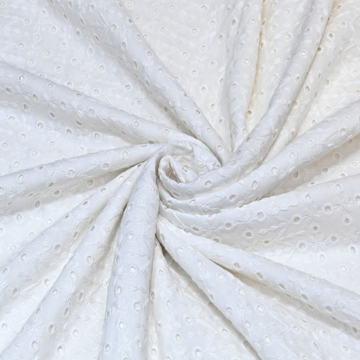 Cotton Chikan Cutwork Fabric- Lightweight Designer Embroidery Fabric- SIF145-1