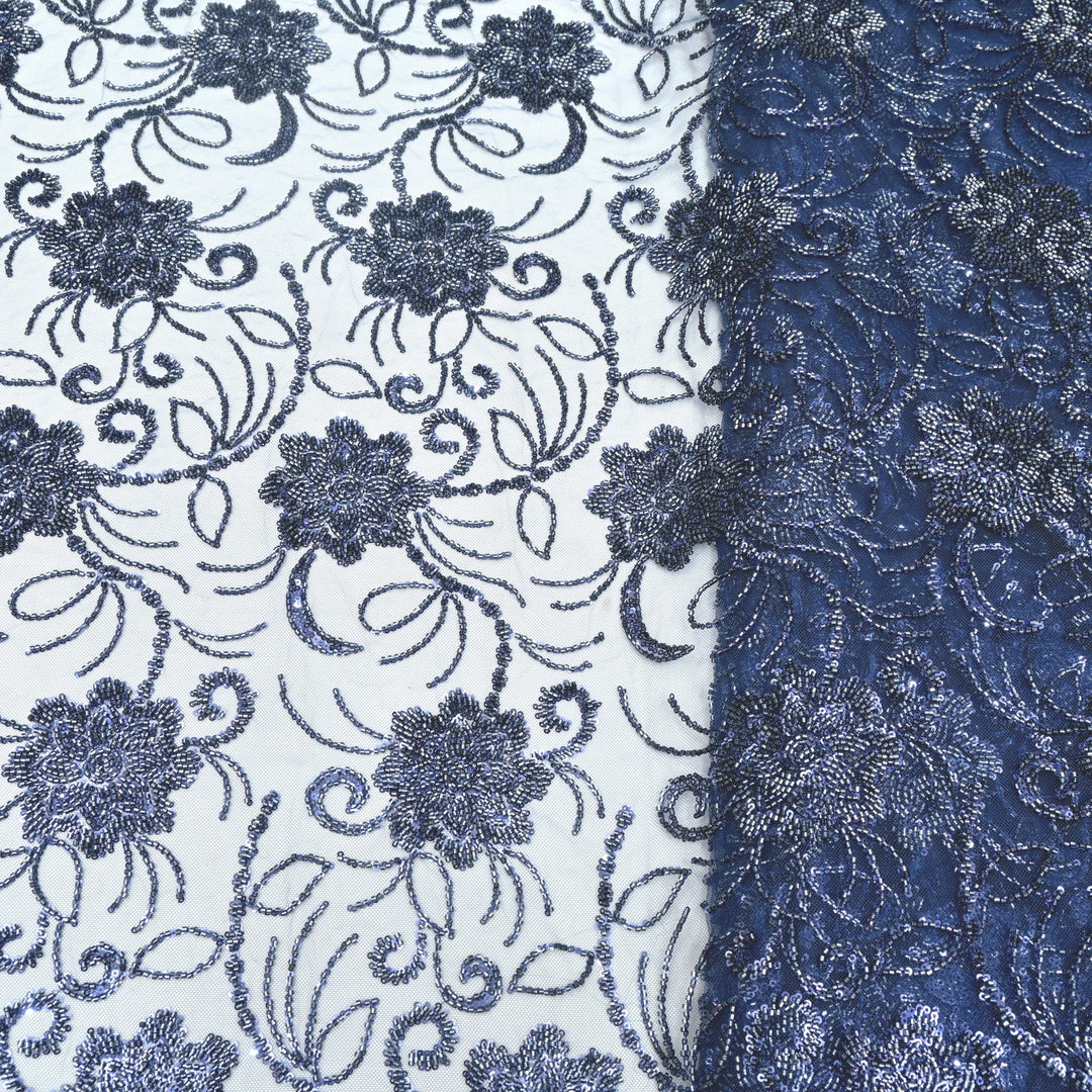Imported Net Cutdana With Sequins Handwork Embroidery Fabrics