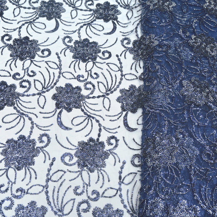 Imported Net Cutdana With Sequins Handwork Embroidery Fabrics