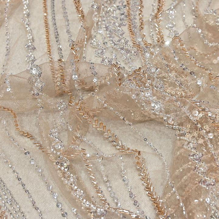 Luxury Imported Heavy Cut Dana & Sequins Embroidered Net Fabric– PCouture Designer Fabric 594343-1