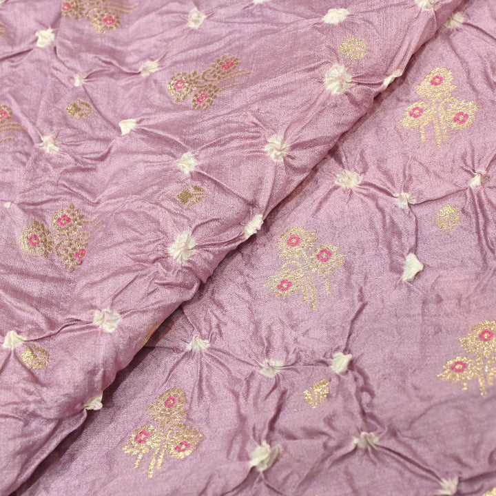 Pure Chiniya Silk Meena Zari And Hand Bandhani Fabrics