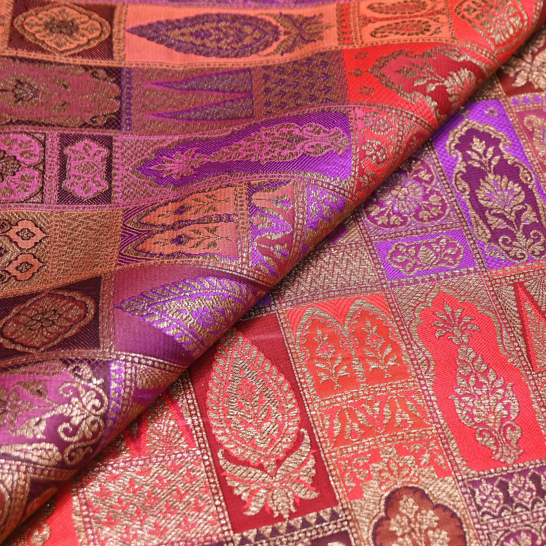 Multi Rangoli Brocade Fabric – Premium Zari Woven Designer Brocade Fabric 001006-A25