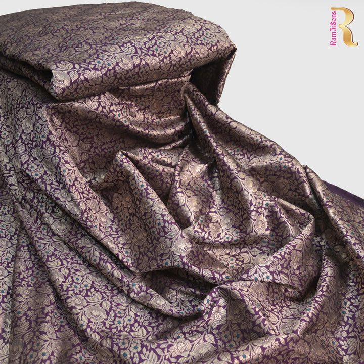 Deep Purple Silk Meena Zari Brocade | B-22-186