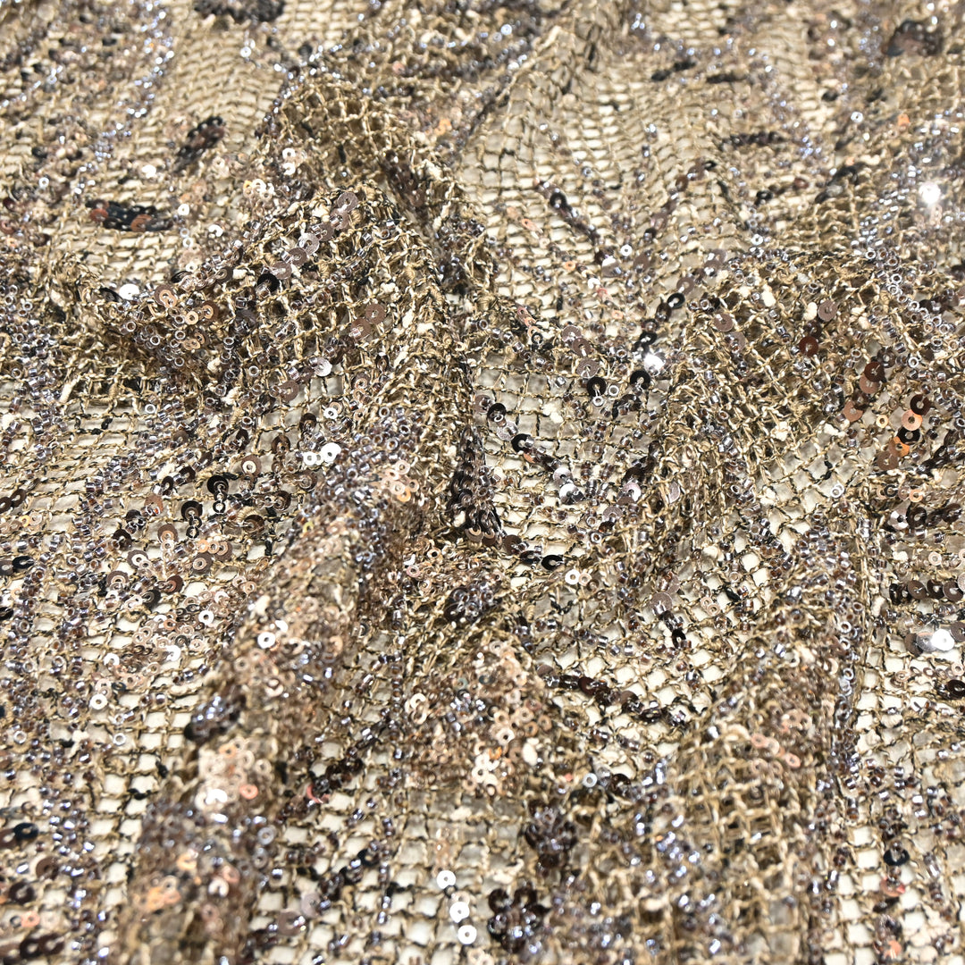 Beautiful Imported Net Cut Dana & Sequins Embroidery Designer Fabric EC1533-2C