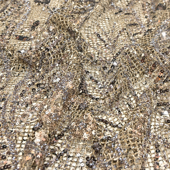 Beautiful Imported Net Cut Dana & Sequins Embroidery Designer Fabric EC1533-2C