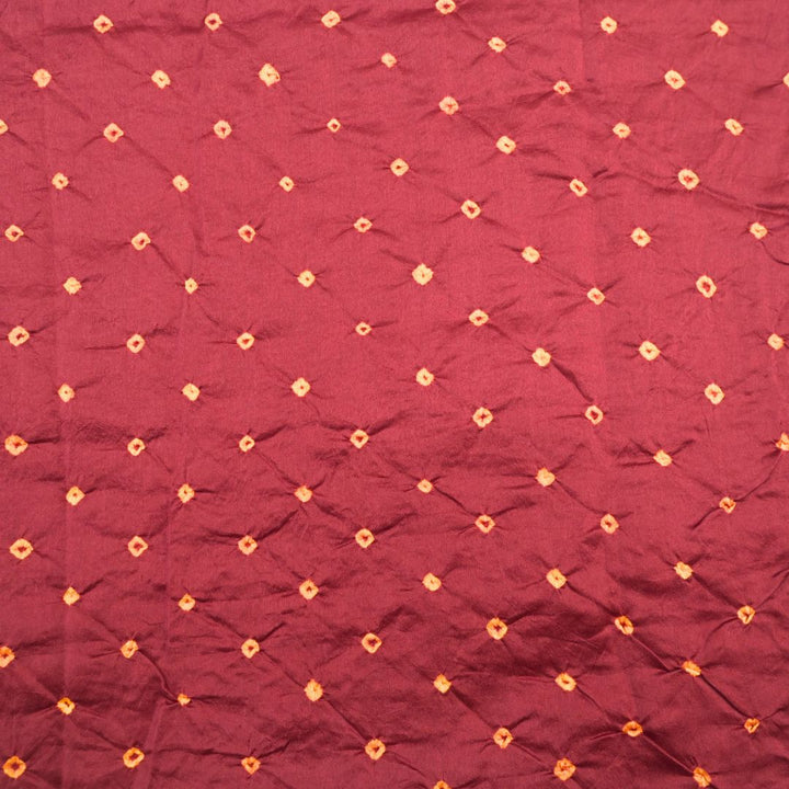 Deep Maroon Pure Silk Chanderi Bandhni Fabric | CN-79-1078