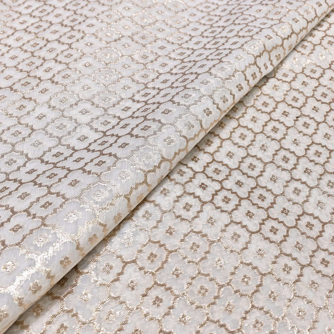 Banarasi Chanderi Gold Mat Zari Fabric – Premium Designer Ethnic Wear Fabric 000313-3