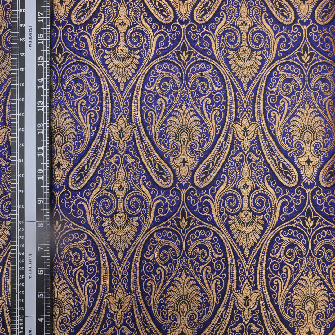 Royal Blue Brocade with Metallic Gold Weave | 100-23-113