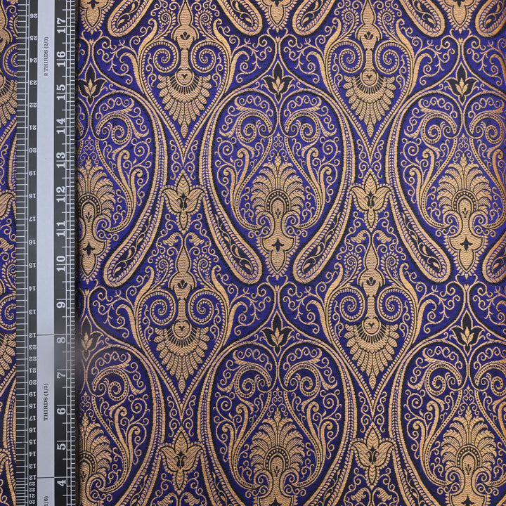 Royal Blue Brocade with Metallic Gold Weave | 100-23-113