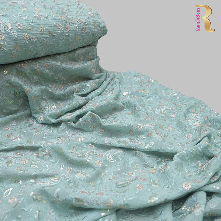 powder blue Crush Tissue Embroidery Fabric.| 852-591PB