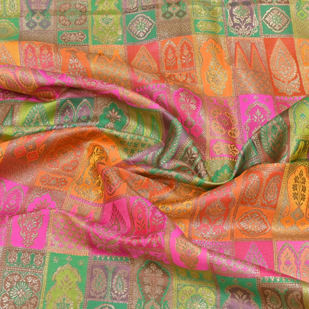 Multi Colour Rangoli Brocade Fabrics