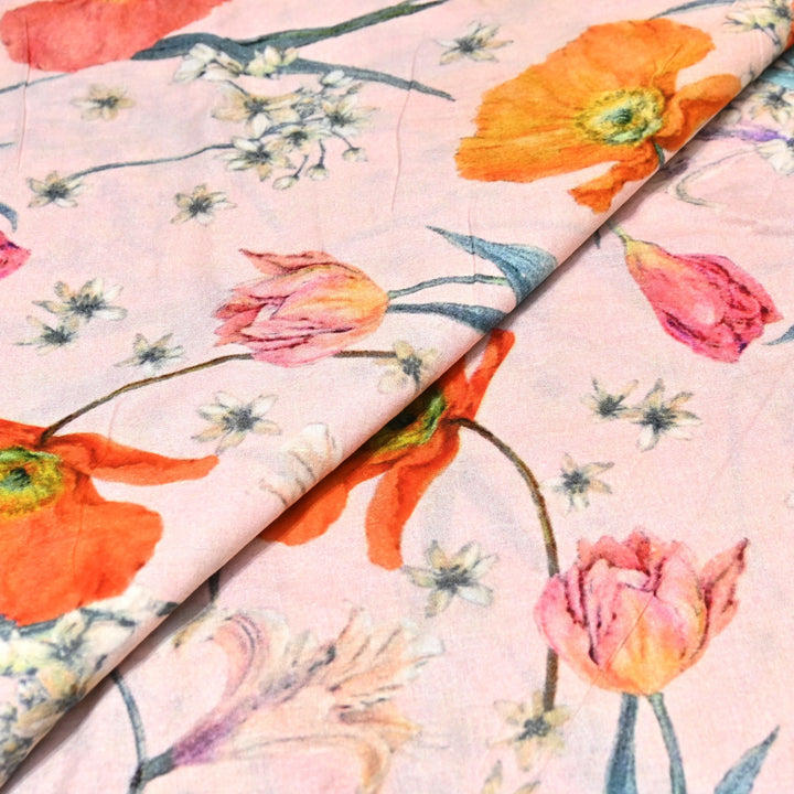 Designer Floral Cotton Digital Print Fabric-Soft Breathable Designer Cotton Fabric SNT165-5
