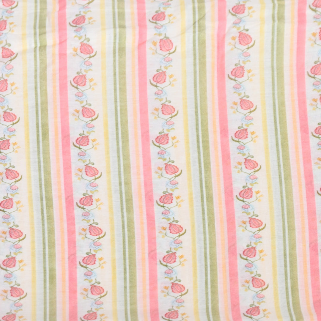 Multi Color Mul Chanderi Digital Print Fabric GT0185-8