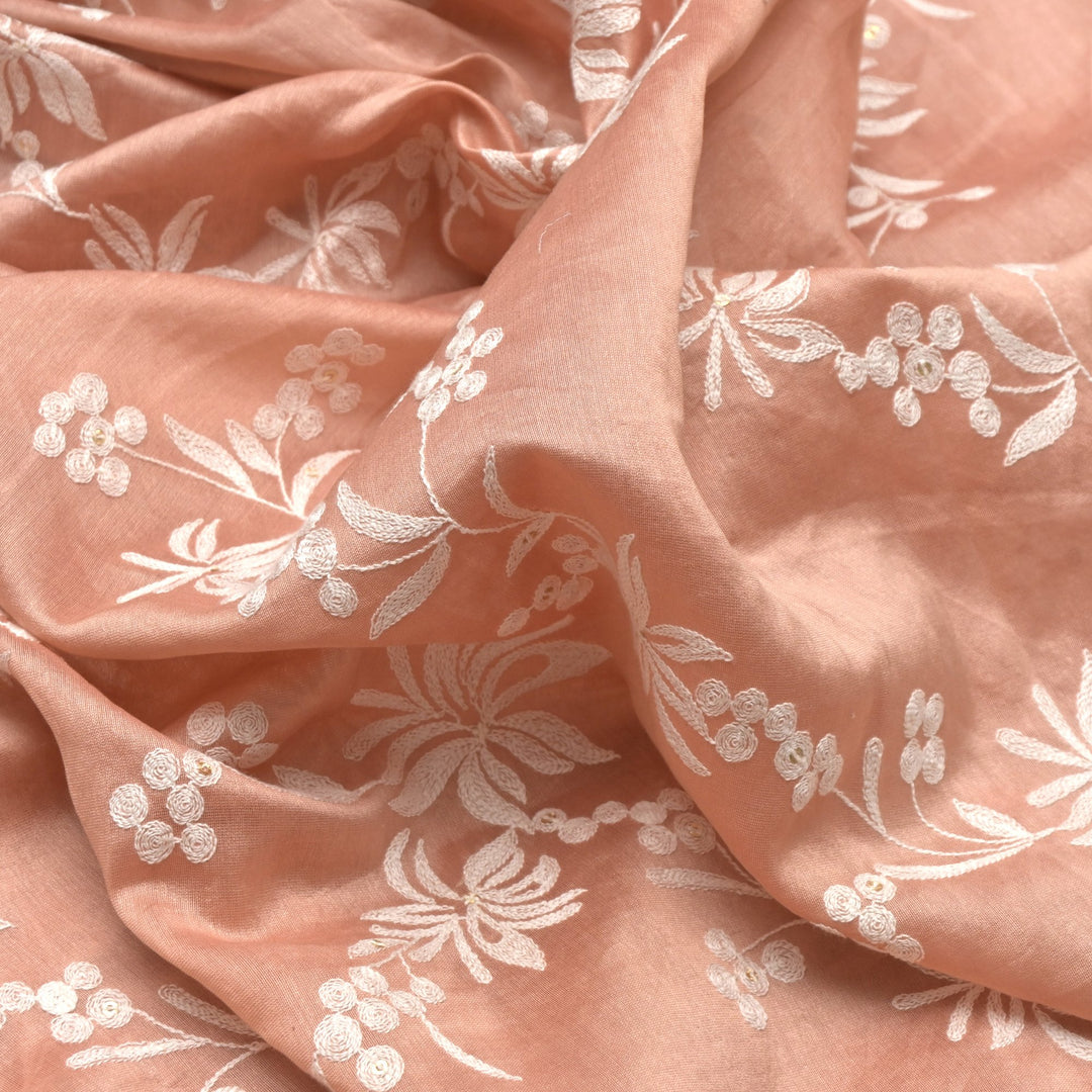 Silk Chanderi Thread Embroidery Fabrics