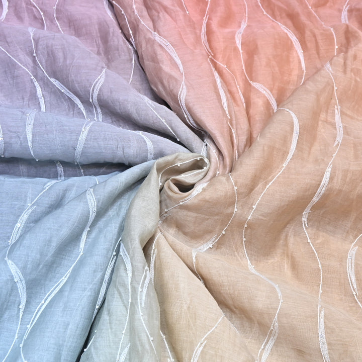 4D Shaded Mul Chanderi Embroidery Fabric - Designer Chanderi Fabrics-GP4036A-4