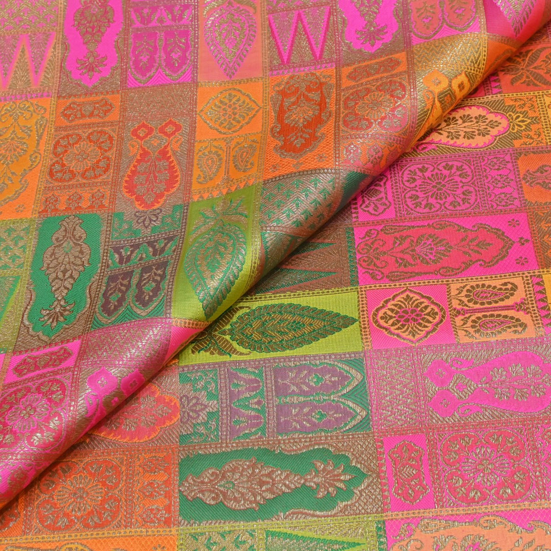 Multi Colour Rangoli Brocade Fabrics