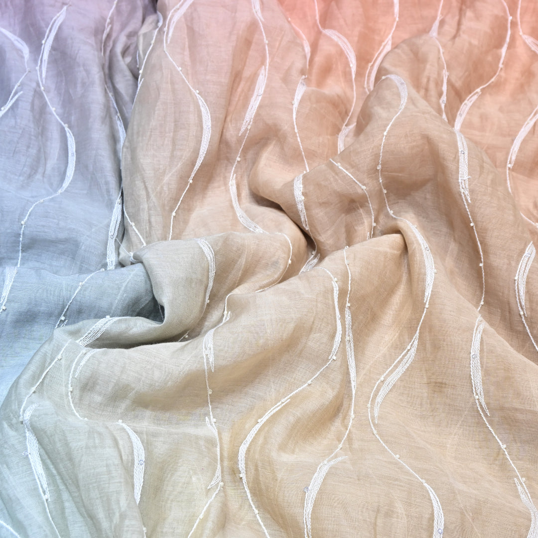 4D Shaded Mul Chanderi Embroidery Fabric - Designer Chanderi Fabrics-GP4036A-4