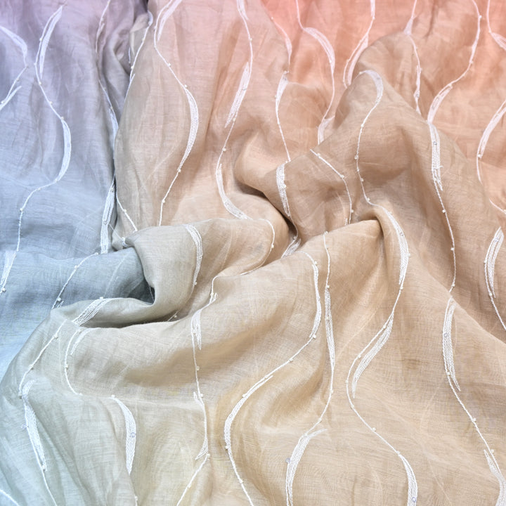4D Shaded Mul Chanderi Embroidery Fabric - Designer Chanderi Fabrics-GP4036A-4
