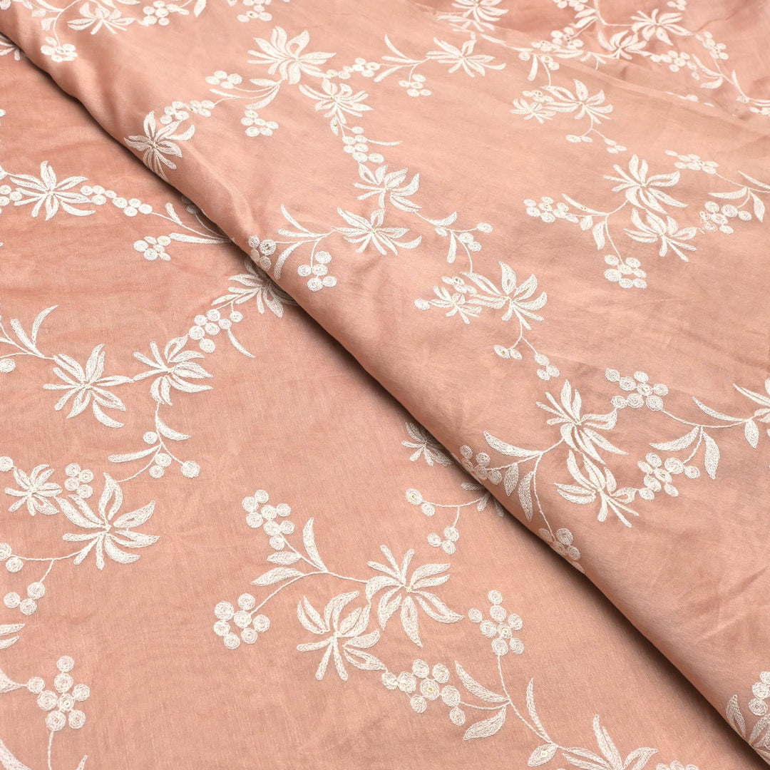 Silk Chanderi Thread Embroidery Fabrics