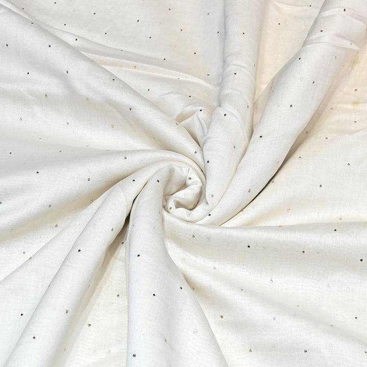 Dyeable 60 GM Chanderi Handwork Mukaish Fabric 001083