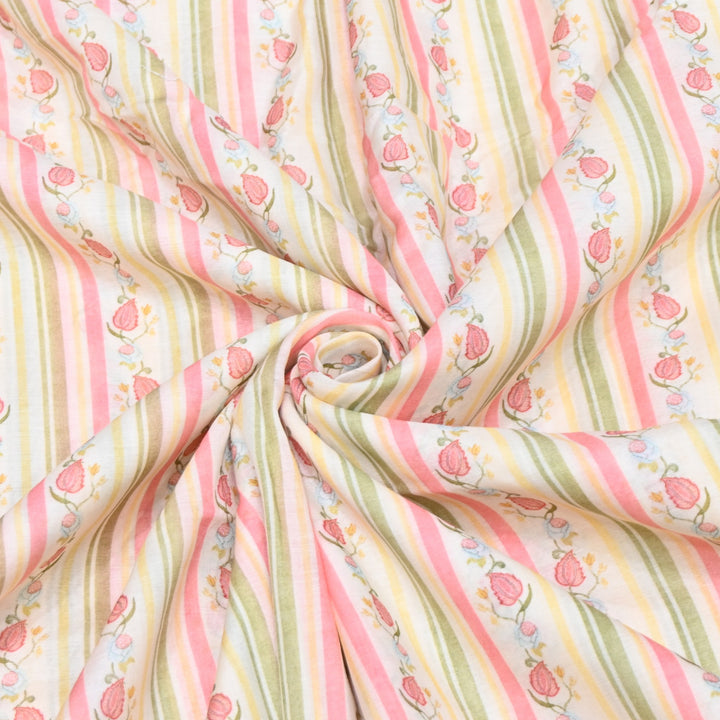 Multi Color Mul Chanderi Digital Print Fabric GT0185-8