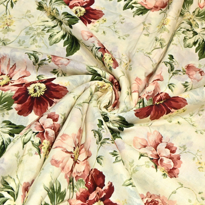 Designer Floral Cotton Digital Print Fabric-Soft Breathable Designer Cotton Fabric SNT165-4